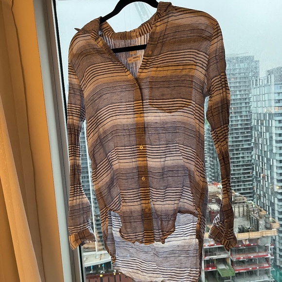 100% LINEN Poplin boyfriend shirt - Picture 1 of 5